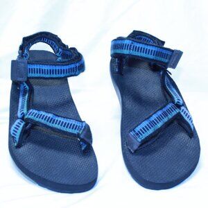 Teva Size M 10 Blue Green Stripe Original Universal Hiking Water Sport Sandals